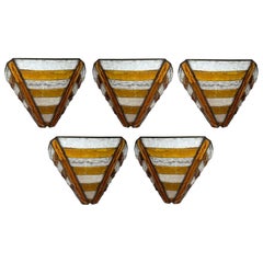 Hammered Glass Wrought Iron Sconce by Longobard, Italy, 1970s