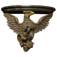 Wall console in lacquered wood with majestic carved eagle, Italy