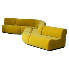Large modular sofa by Asko in mohair velvet upholstery, Finland 1980s
