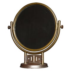 Japanese Antique Copper Table Mirror 1920s-1940s / Modern Stand Mirror