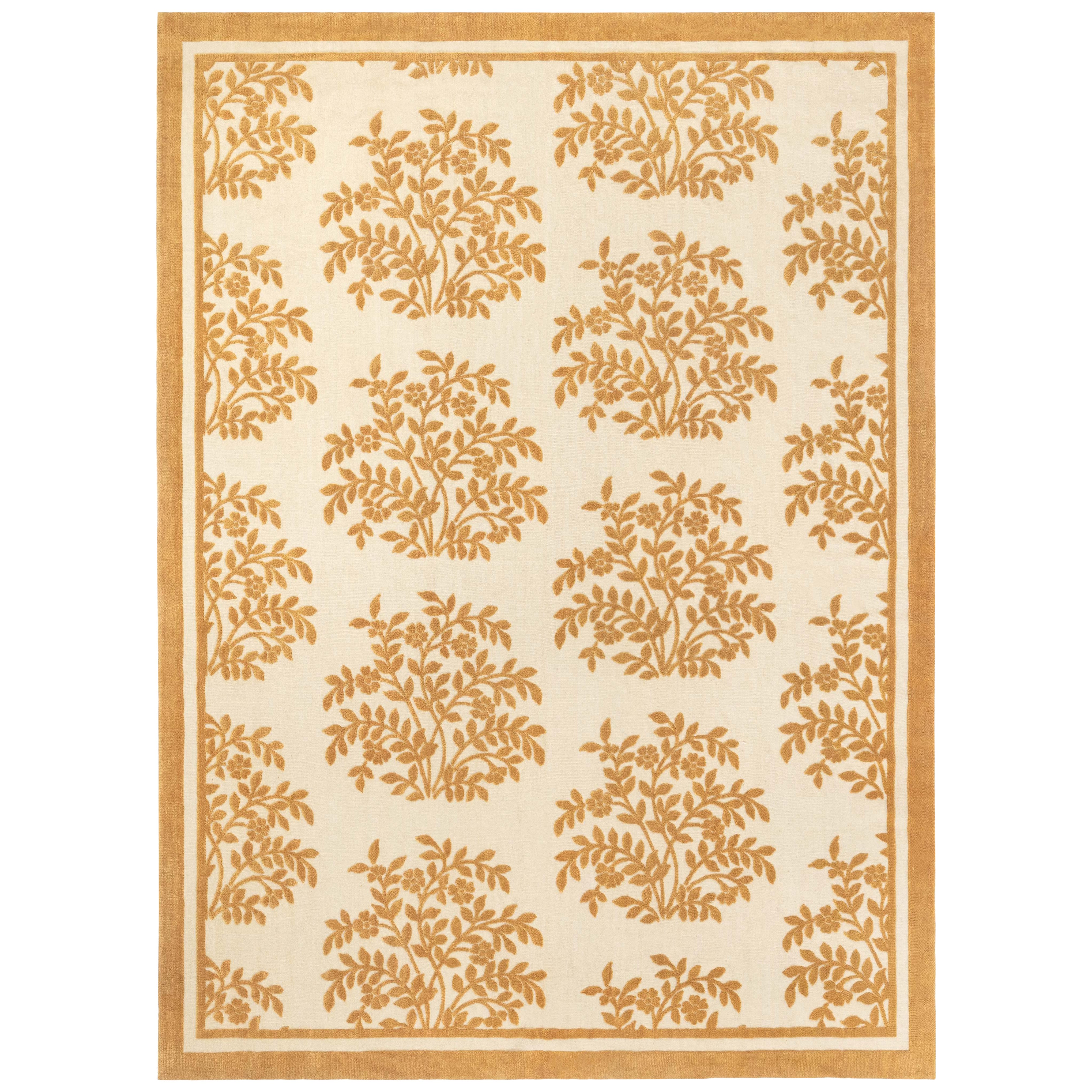 Tapis contemporain en laine fait à la main marron et orange par Doris Leslie Blau en vente