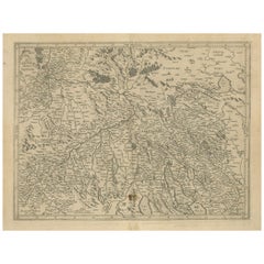 Map of Zurich and Basel Region by Mercator, Uncolored Engraving c.1600