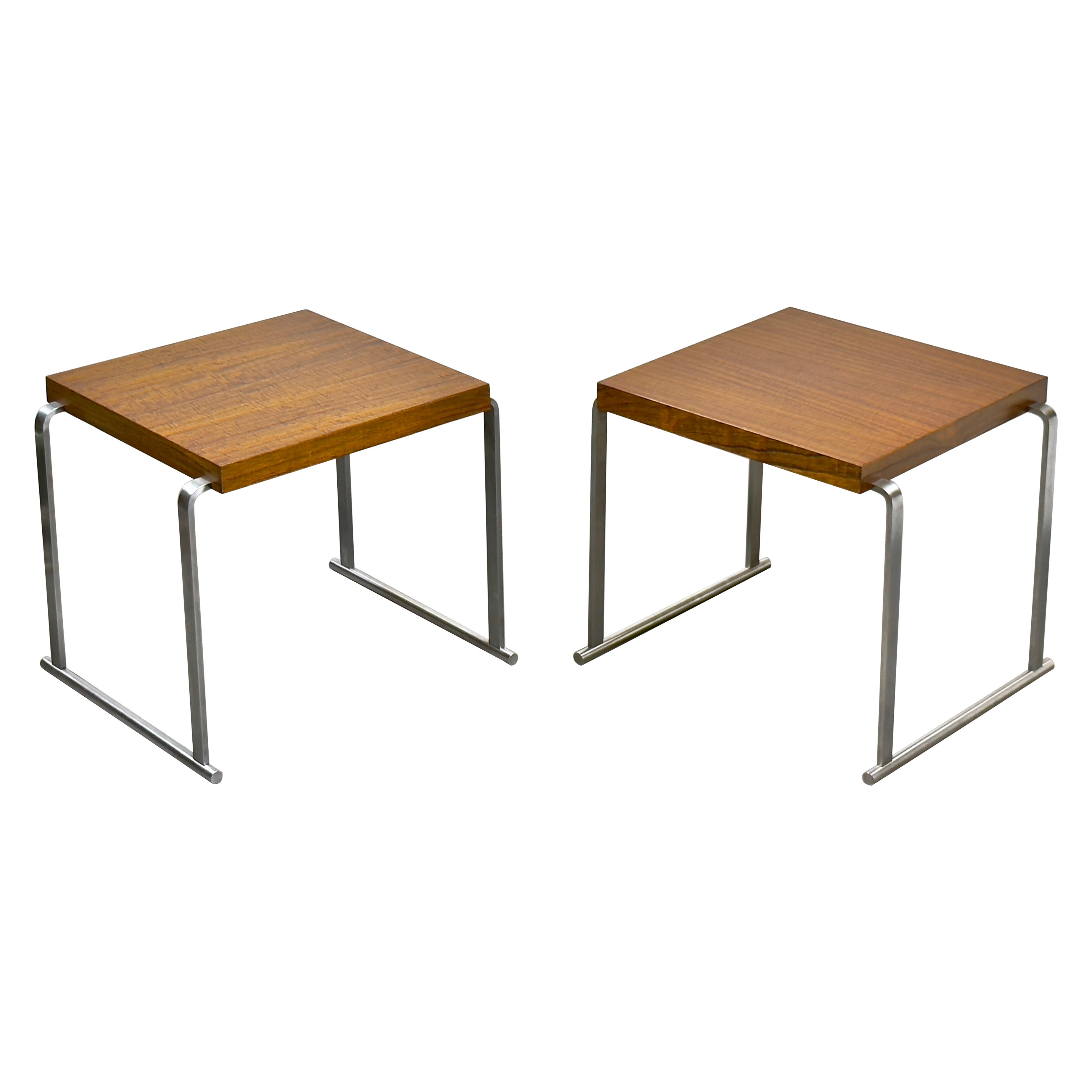 Pair of Gilbert Rohde for Herman Miller Rare End Tables in Laurel & Steel 1930s im Angebot
