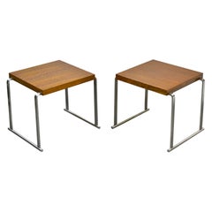 Pair of Gilbert Rohde for Herman Miller Rare End Tables in Laurel & Steel 1930s