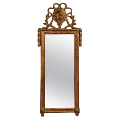 18th Century Giltwood Mirror With Carved Dove and Laurel Crest