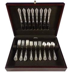 Rose Point by Wallace Sterling Silver Flatware Set for 8 Service 32 Pieces
