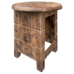 Early 20th Century Rustic Folk Art Wooden Stool or Side Table