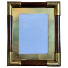 Brazilian Mid-Century Brass and Wood Picture Frame, 1970s - 1 of 2