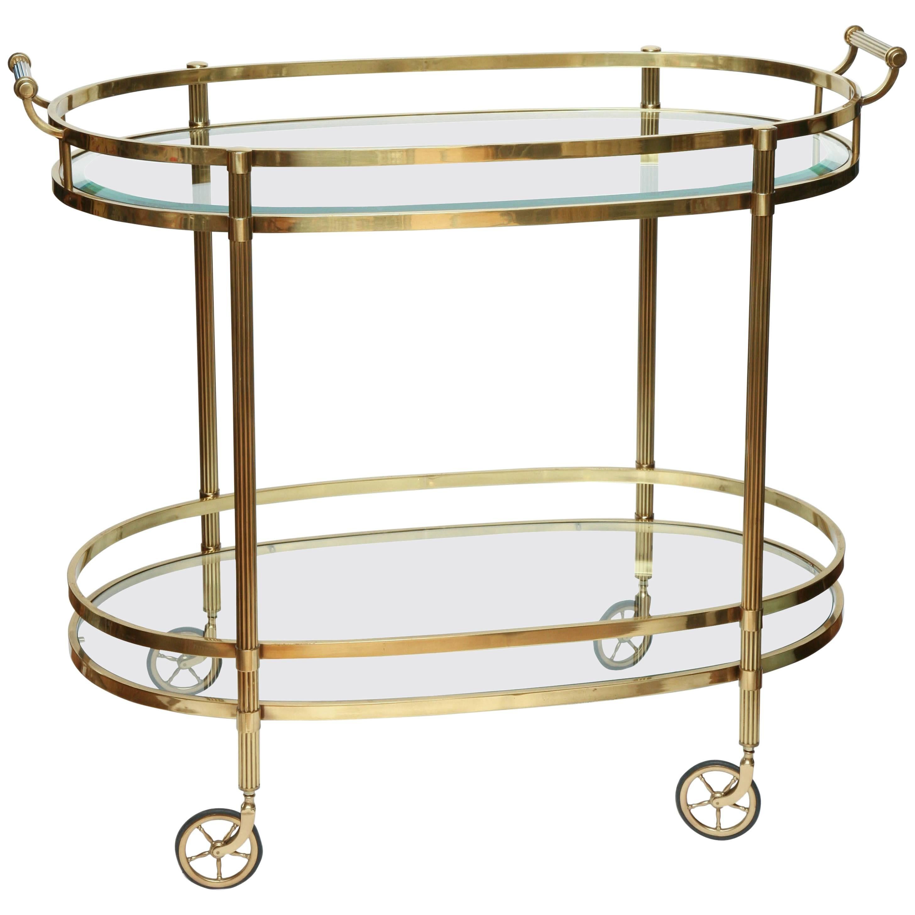 Vintage Large Italian Brass Bar Cart
