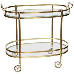 Vintage Large Italian Brass Bar Cart