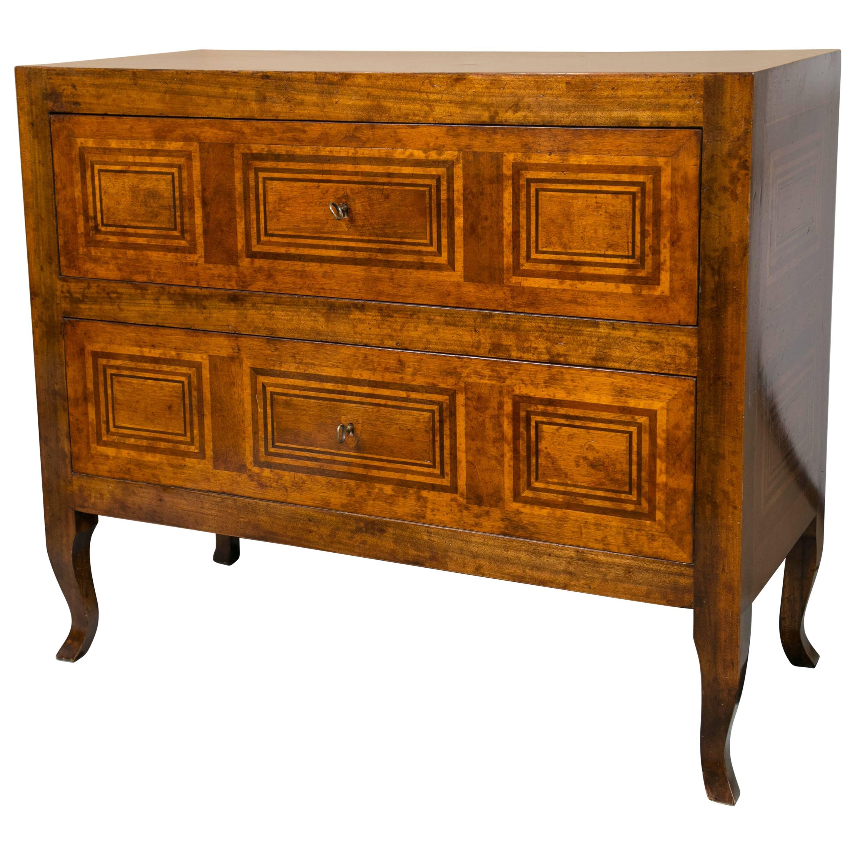 Two-Drawer Italian Handmade Inlaid Continental Style Commode