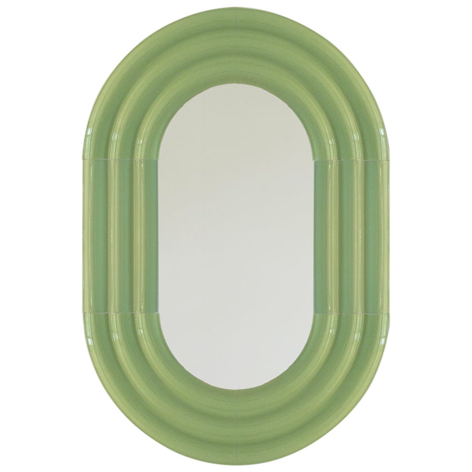 Contemporary Ceramic Mirror 'Elo' by Pani Jurek, 60-90 Pistachio