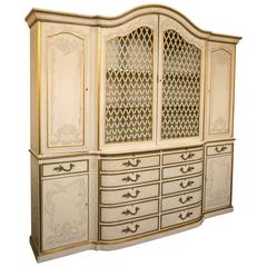 Italian Paint Decorated Breakfront Cabinet by Beacon Hill