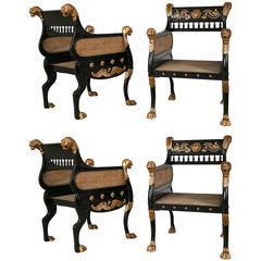 Set of Four Russian Neoclassical Style Armchairs