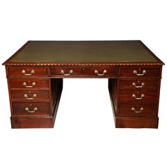 Large George III Mahogany Leather Top Partners Desk