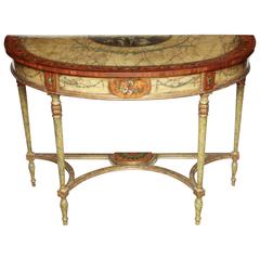 Fine George III Painted Demilune Console