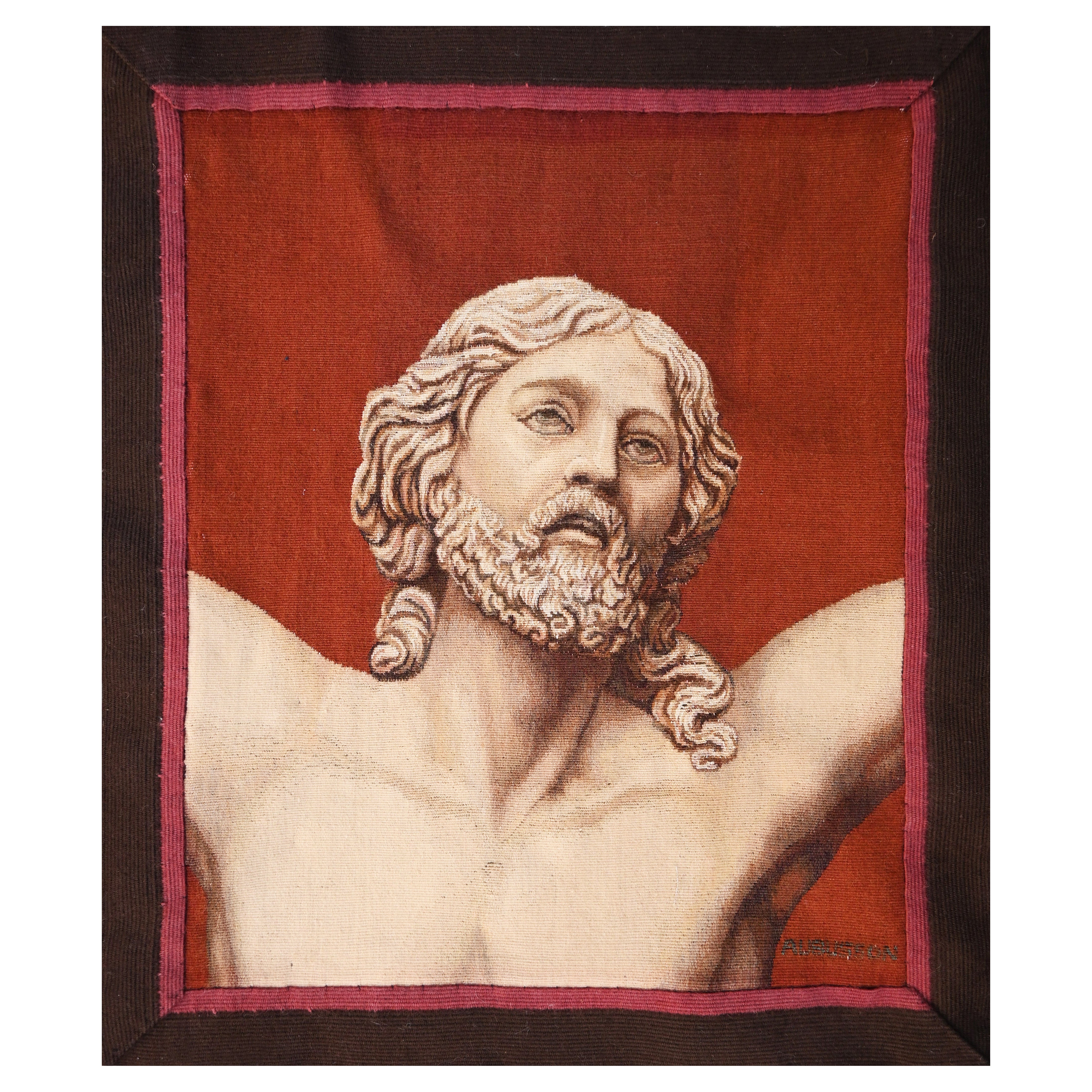 Portrait of Christ on the Cross, French Aubusson Tapestry 19th century - N° 1559 en venta