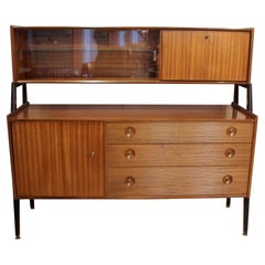 1960s Mid Century Modern English 2-Tier Hutch Sideboard Credenza by Nathan