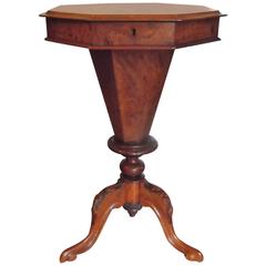 Antique Mid-19th Century Burl Walnut Work Table
