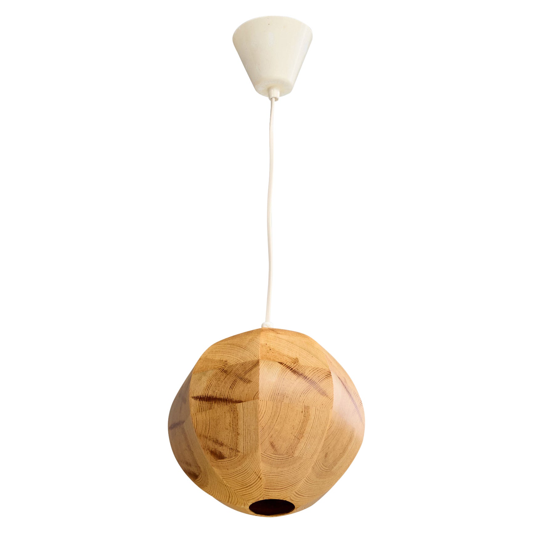 Swedish Designer, Pendant Light, Pine, Sweden, 1970s