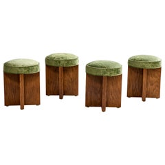 American Designer, Stools, Oak, Velvet, USA, 1980