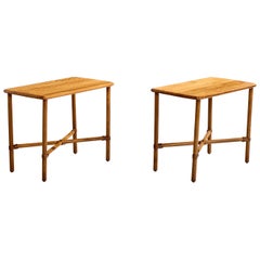 Heywood Wakefield, Side Tables, Oak, Rattan, USA, 1950s