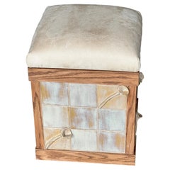 Stool with Ceramic Tiles and White Oak Frame