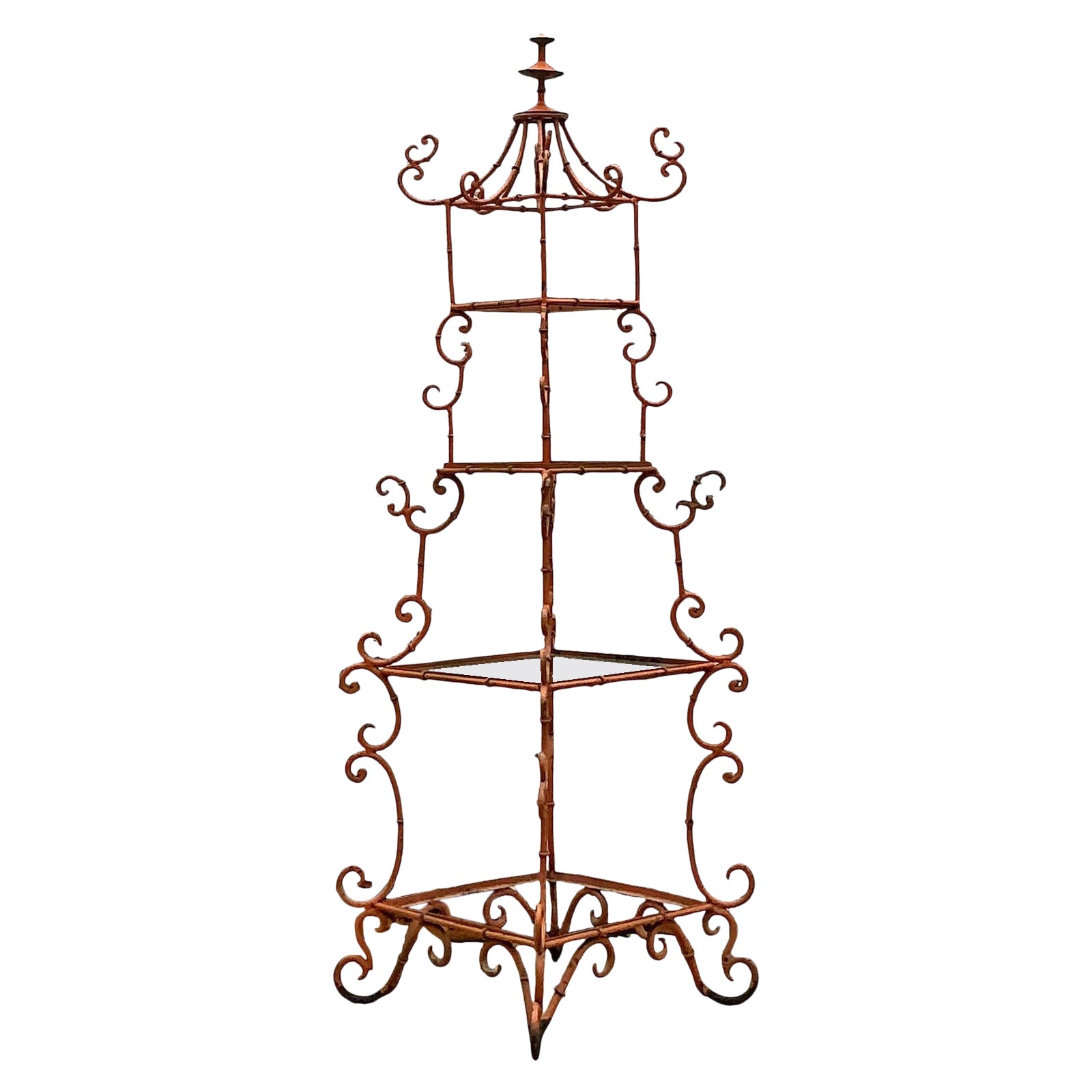 Vintage Asian Wrought Iron Pagoda Etagere