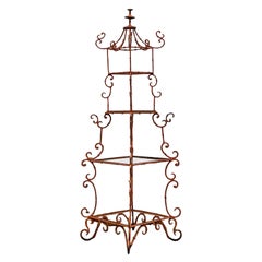 Vintage Asian Wrought Iron Pagoda Etagere