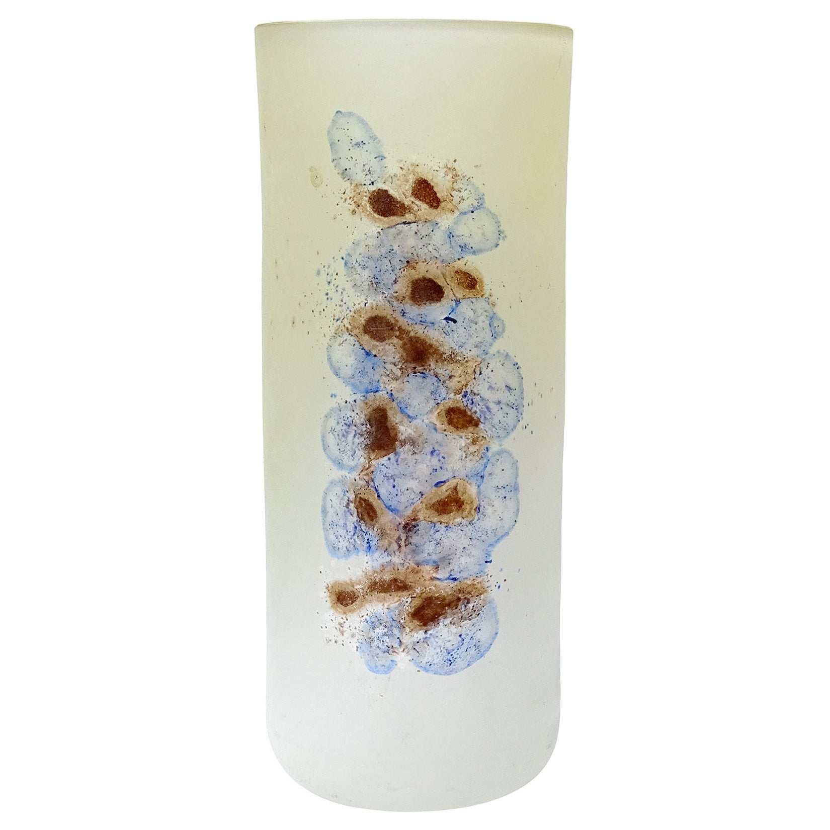 Murano Barbini Signed Abstract Color Scavo Texture Italian Art Glass Flower Vase