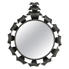 Miroir brutaliste en fer forgé, Espagne 1950