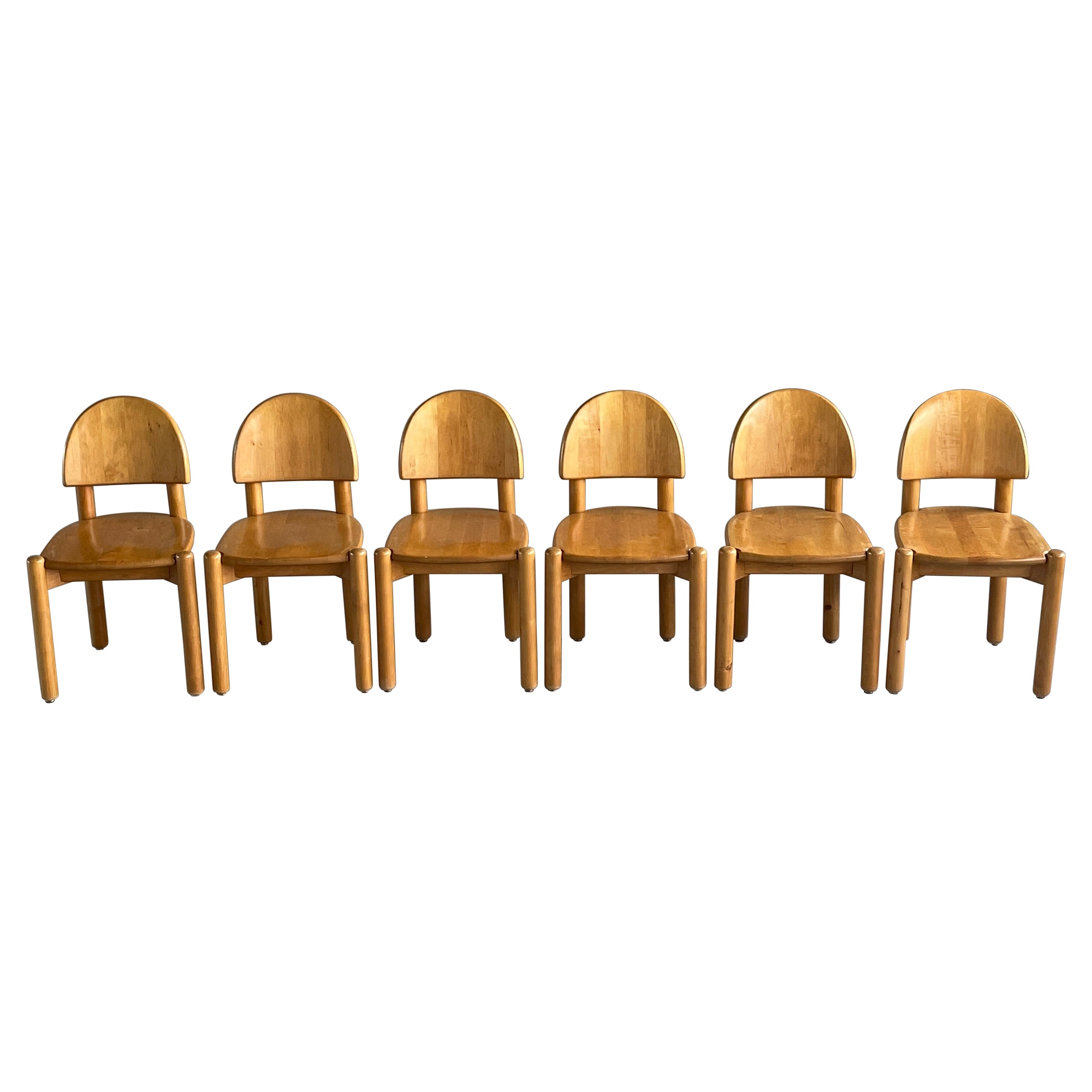 Set of 6 1970's Rainer Daumiller solid beechwood dining chairs, Denmark