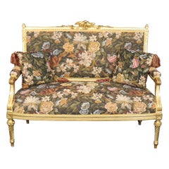 Fantastic Carved Birds Parcel Gilded French Louis XVI Style Settee Canape