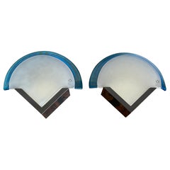 Stunning Pair of Murano Glass Wall Sconces / Wall Lights by Leucos, Italy, 1980s