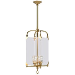Adolf Loos Secession Jugendstil Glass and Brass Lantern Chandelier Re-Edition