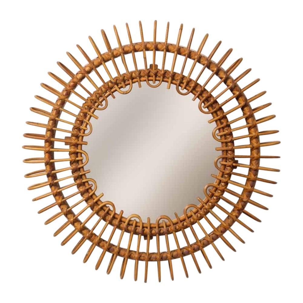 Italian Circular Rattan Mirror