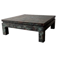 Monumental Brutalist Brass Patchwork Coffee Table