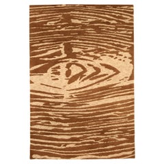 Modern Abstract Whirl Brown Handmade Wool Rug by Doris Leslie Blau