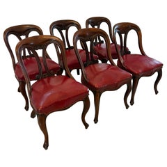 Set of 6 Antique Victorian Superb Quality Carved Mahogany Library/Dining Chairs