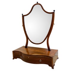 Large Georgian Mahogany Serpentine Dressing Table Mirror