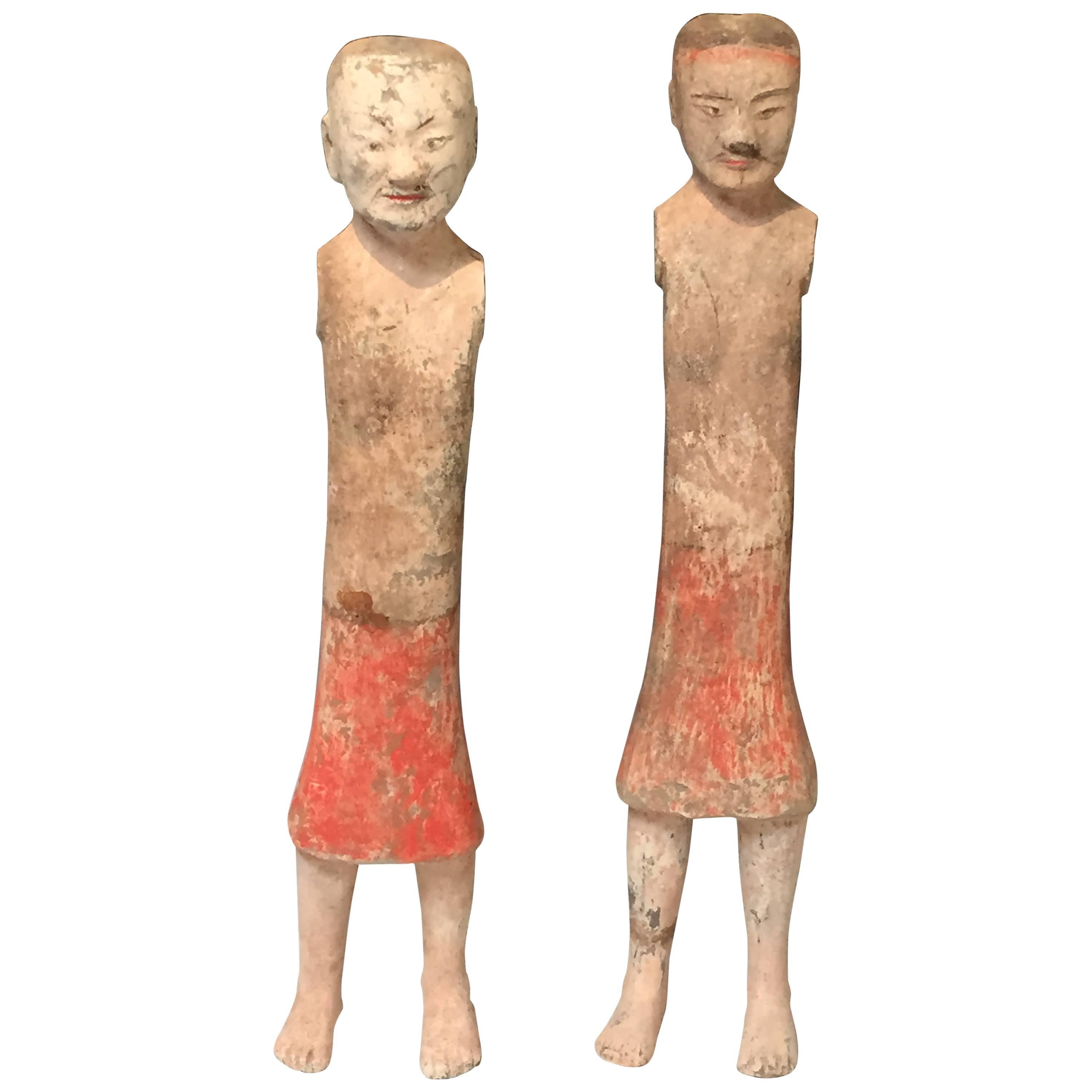 Ancient Han Dynasty Ceramic Male Figures, 206 BC-220 AD