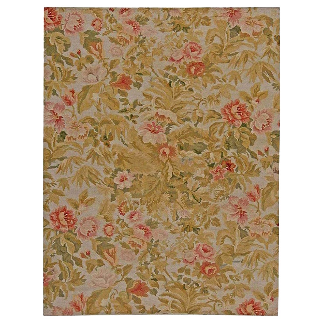 Alfombra contemporánea de lana tejida a mano con motivos florales de Besarabia por Doris Leslie Blau en venta