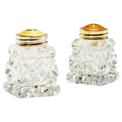 Vintage Silver, Enamel and Cut Glass Salt and Pepper Shakers by David Andersen