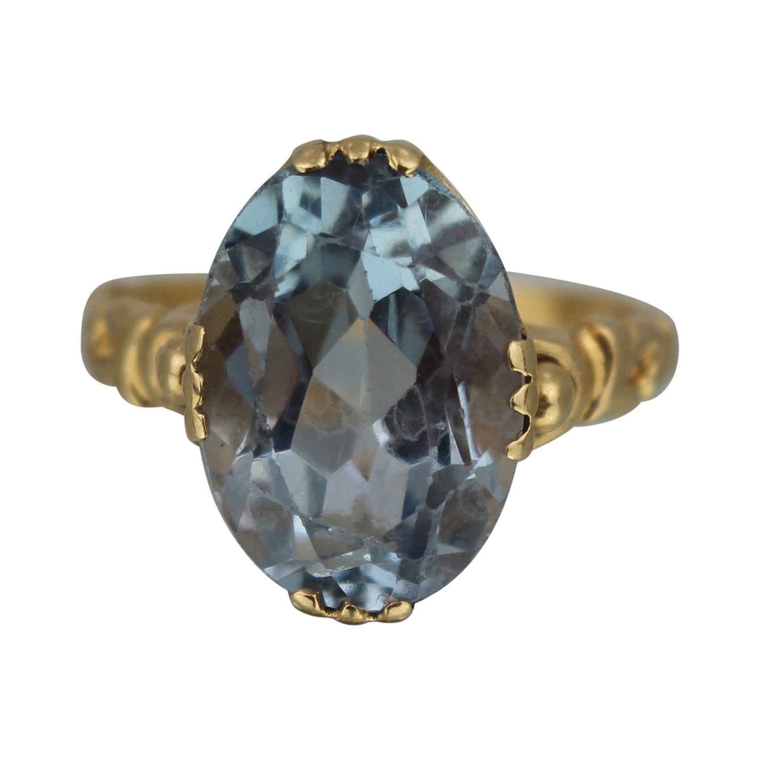 Vintage Aquamarine and 18 Carat Gold Ring, London, 1988