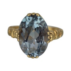 Vintage Aquamarine and 18 Carat Gold Ring, London, 1988