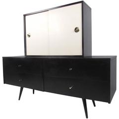 Stylish Mid-Century Modern Credenza with Hutch by Paul McCobb Planner Group 5