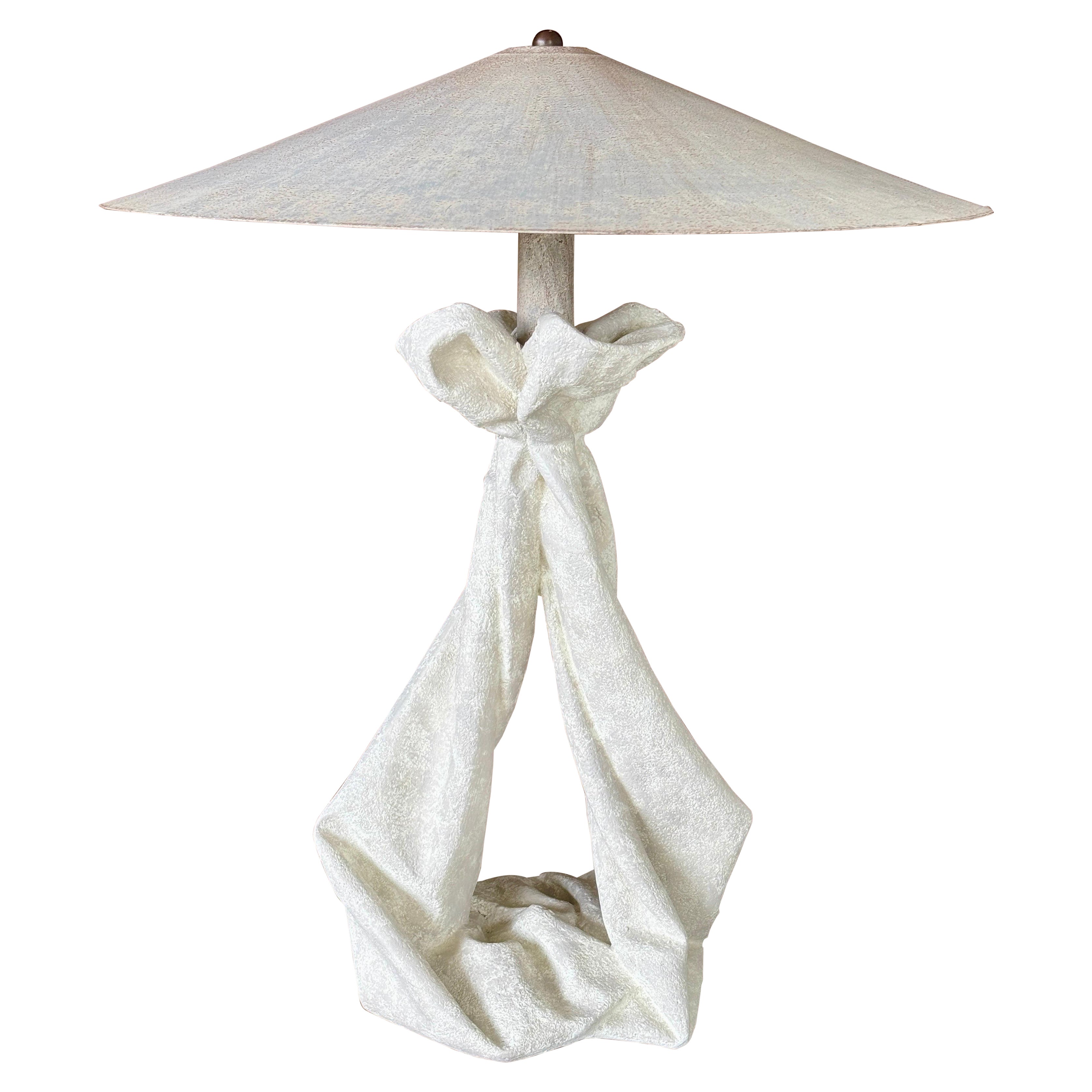 Vintage Postmodern Draped Plaster Table Lamp Manner of John Dickinson For Sale
