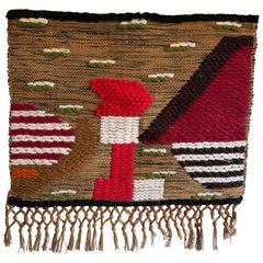 Brazilian Mid-Century Modern Natural Fiber Wall Art Hanging Tapestry, 1970s