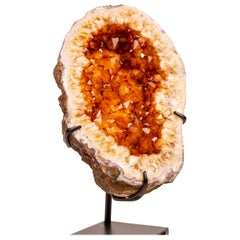Natural Citrine Geode Cave with Large Orange Points, Table & Shelf Decor