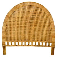 Vintage Coastal Woven Rattan Arched Full Headboard